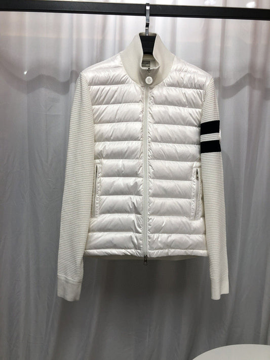 Moncler Knit-Sleeve Quilted Down Jacket