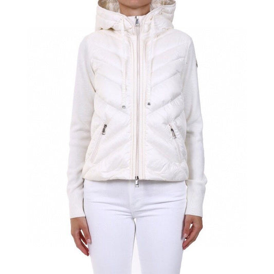 Moncler Hooded Knit Sleeve Down Jacket