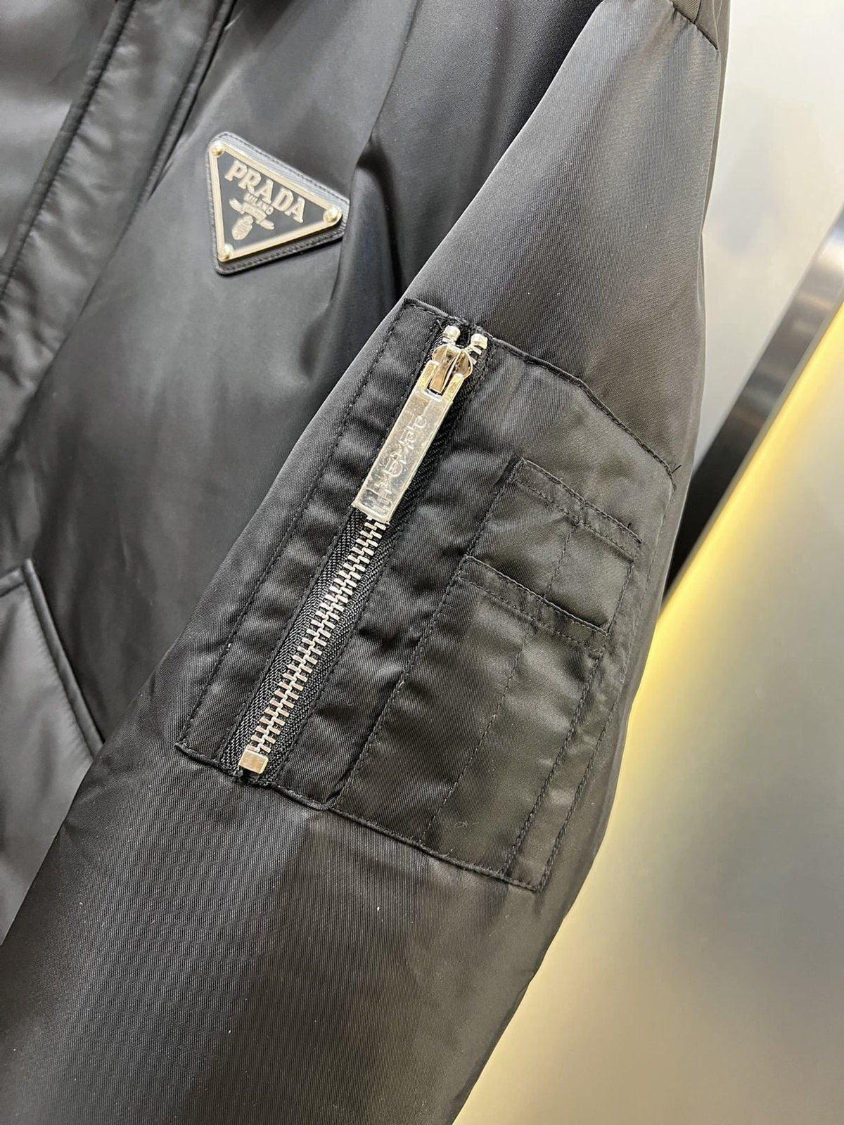 Prada Black Padded Zip-Front Puffer Jacket