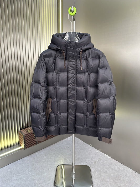 Zegna Quilted Hooded Short Down Coat