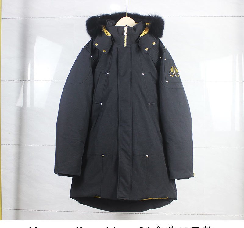 Moose Knuckles Black Fur-Trim Hood Gold-Lined Parka