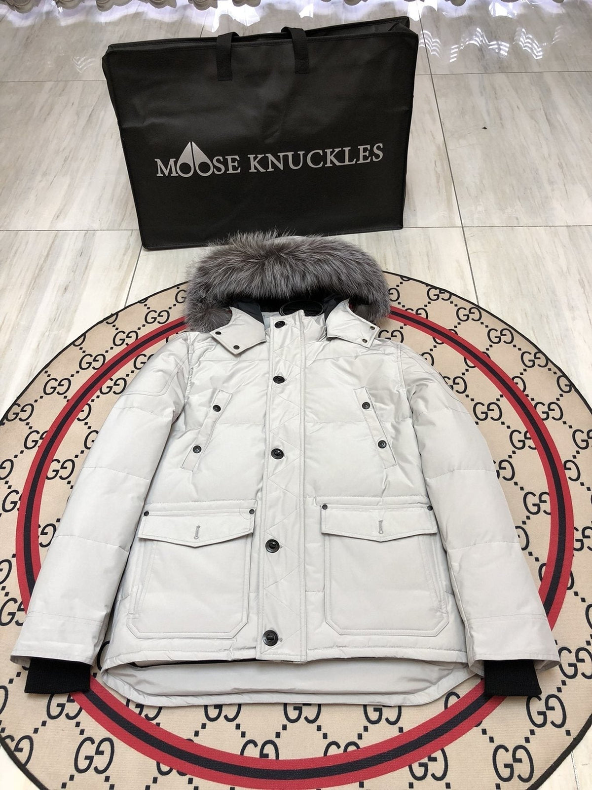 Moose Knuckles Men's Fur-Trim Hooded Puffer Jacket