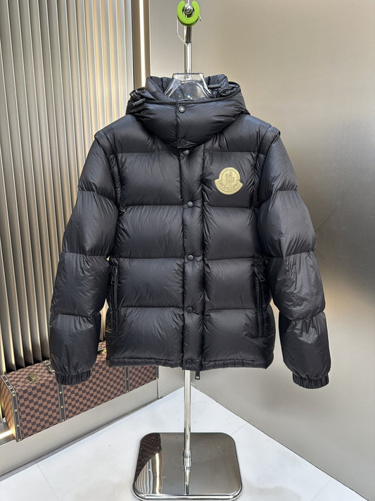 Moncler Convertible-Sleeve Hooded Puffer Coat